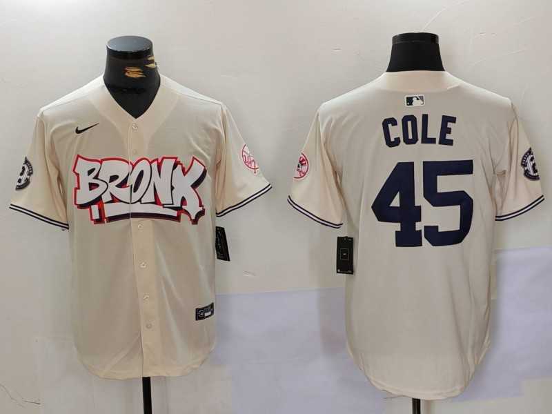 Mens New York Yankees #45 Gerrit Cole Cream Limited Stitched Baseball Jersey